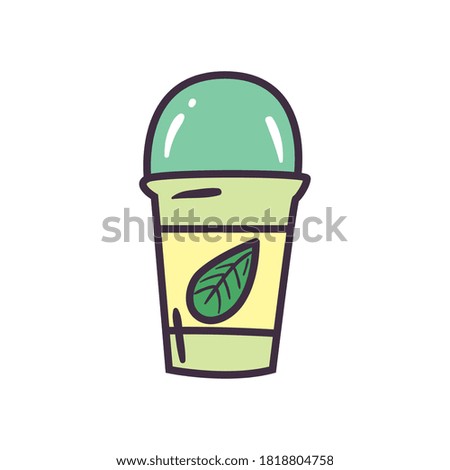 Tea mug with cover line and fill style icon design, Time drink breakfast and beverage theme Vector illustration
