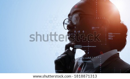 AI (Artificial Intelligence) concept. Deep learning. IoT (Internet of Things). ICT (Information Communication Technology). Royalty-Free Stock Photo #1818871313
