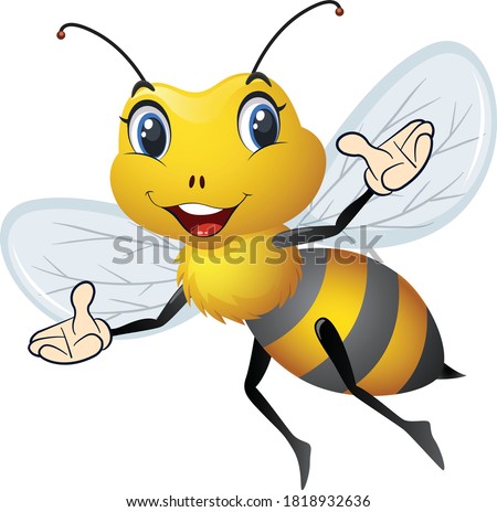 Cute bee cartoon vector art and illustration