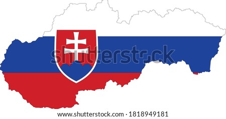 Vector Illustration of the Flag Incorporated Into the Map of Slovakia