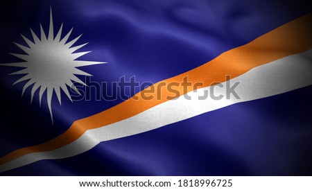 close up waving flag of marshall islands. flag symbols of marshall islands.