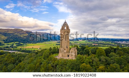 National Wallace Monument on top of the hill Abbey Craig in Stirling, Scotland Royalty-Free Stock Photo #1819022408