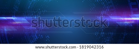Wide Hi-tech digital technology concept. Illustration high computer technology on blue background. Abstract futuristic design. sci-fi vector illustration. Royalty-Free Stock Photo #1819042316