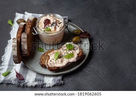 tuna rillettes with cream cheese and anchovies and fresh bread Royalty-Free Stock Photo #1819062605