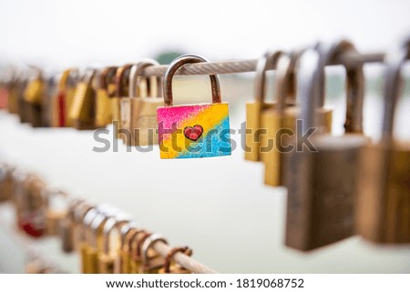 Hanging padlocks, romantic concept tradition