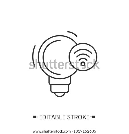 Smart lighting line icon.Outline drawing. Smart home and smart city. Intelligent electronic devices. Digital smart technologies concept. Isolated vector illustration. Editable stroke. 