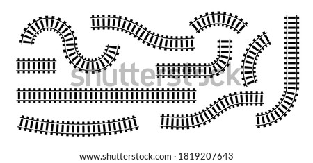 Railway train track vector route. Rail pattern round circular curve railroad path icon Royalty-Free Stock Photo #1819207643