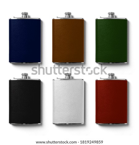 Colorful hip flask mockup isolated on white background.