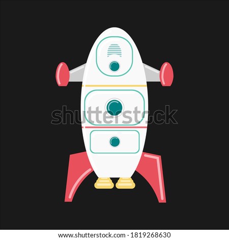 Rocket space flat design. for icon, web, social media post, toy for kid