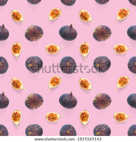 Seamless pattern with ripe figs. Tropical abstract background. Figs on the white background. Seamless pattern for print, textile, wallpapers