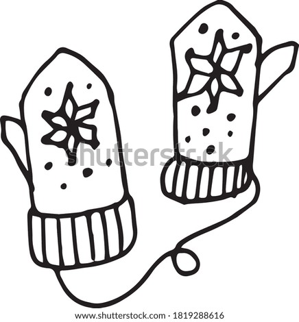 Mittens doodle set. Winter hand drawn clothes . Vector illustration