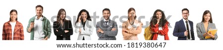 Collage with young Indian people on white background Royalty-Free Stock Photo #1819380647