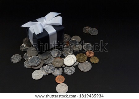 Coin and gift box for Shopping day, supper sale concept