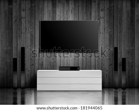 Modern interior with home cinema system Royalty-Free Stock Photo #181944065