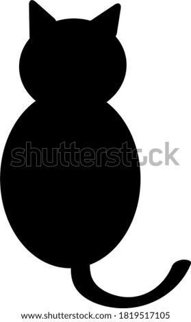 black cat on white background silhouette back view