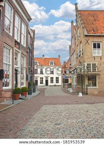 Street in the Dutch town of Heusden. Netherlands 