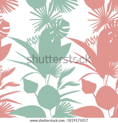 Vector seamless pattern. Boho-style plants. Vector exotic leaves pattern. Abstract flowers and leaves
