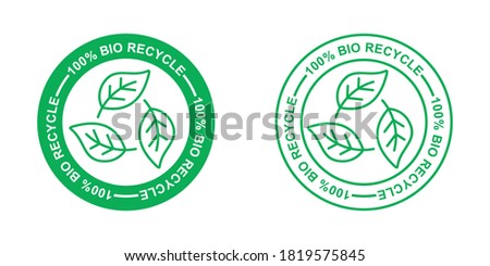 100 percent bio recyclable icon,  recycle logo, vector illustration