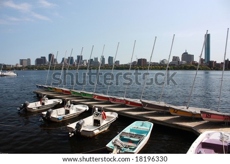 Colorful Sail boats on the Charles River Boston