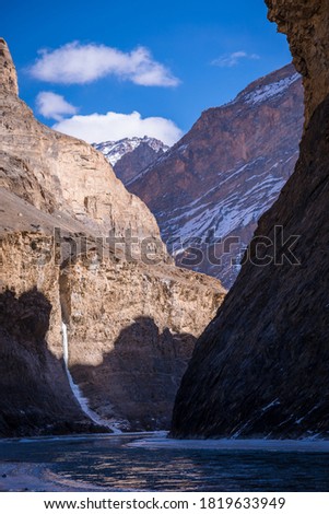 Beautiful gorge along the Zanskar river in Ladakh, India.
