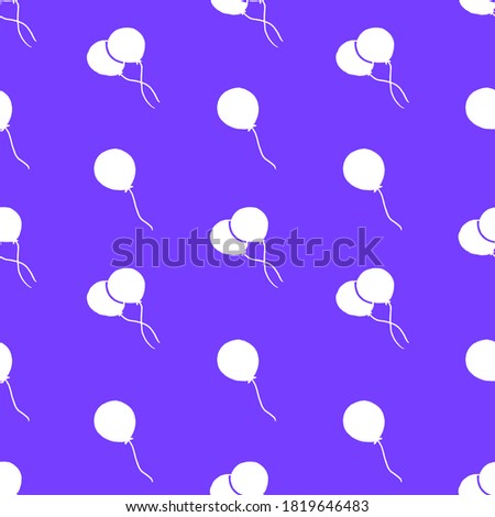 white shape balloon isolated on purple background seamless pattern. hand drawn vector. doodle  modern scribble for kids, wallpaper, backdrop, cover, fabric, greeting, wrapping paper and gift. 