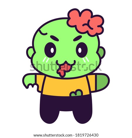 Isolated cute zombie kawaii. Halloween icon - Vector