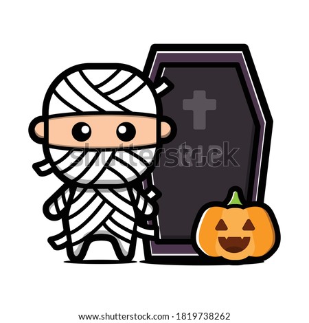 cute mummy cartoon character. Halloween concept vector illustration
