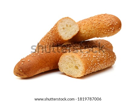 stack buns with sesame seeds on a white background 