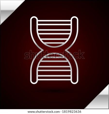 Silver line DNA symbol icon isolated on dark red background.  Vector Illustration
