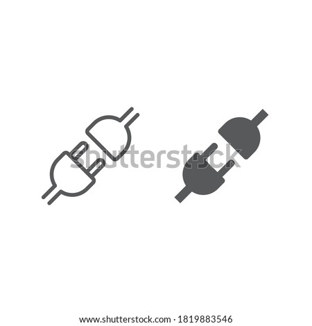 API line and glyph icon. Electric socket with a plug. Connection and disconnection concept. Concept of 404 error connection. Electric plug and outlet socket unplugged. Wire, cable of energy disconnect Royalty-Free Stock Photo #1819883546