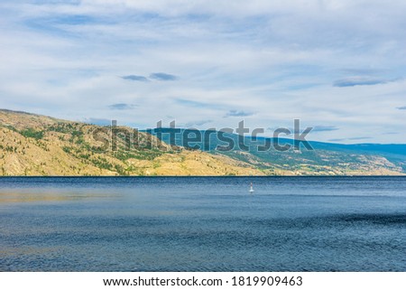 Okanagan lake view at summer time with blue sky british columbia canada