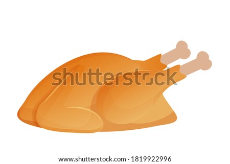 illustration of roasted turkey or grilled chicken isolated on background. Traditional food for Christmas or Thanksgiving day