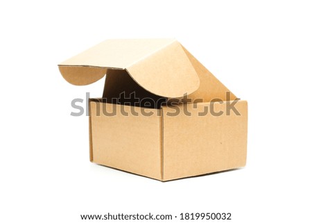 A picture of open empty corrugated single layer box used to packing small item on isolated white background.