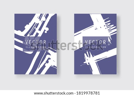 White ink brush stroke on blue background. Japanese style. Vector illustration of grunge stains