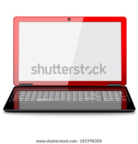 3d laptop. notebook with a blank screen isolated on white background. With space for your text and picture 