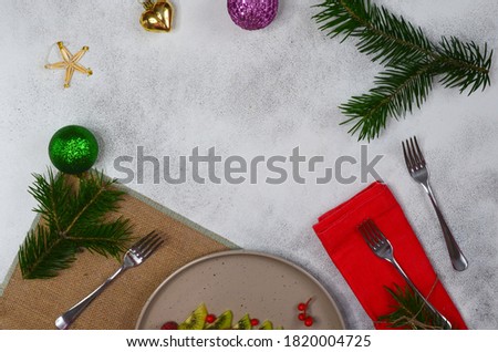 Christmas food decoration background with copy space for text or design
