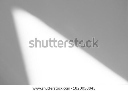 Blurred overlay effect for photo and mockups. Organic drop diagonal shadow and rays of light from window on a white wall. shadows for natural light effects Royalty-Free Stock Photo #1820058845