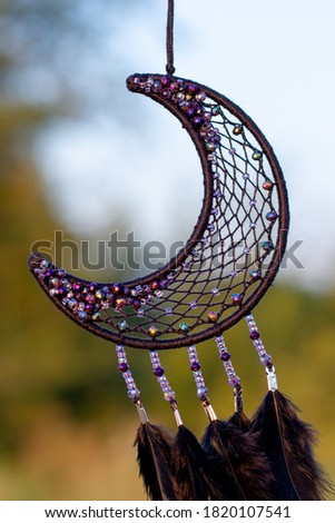 Dream catcher with feathers threads and beads rope hanging. Dreamcatcher handmade