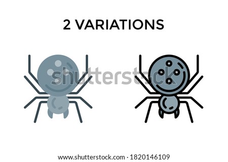 Vector illustration of spider icon or logo. Use flat and lineal color design style. 