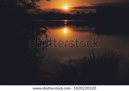 
autumn sunset on the lake