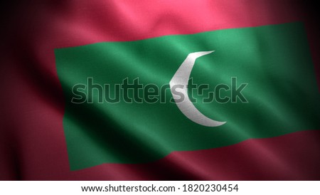 close up waving flag of maldives. flag symbols of maldives.
