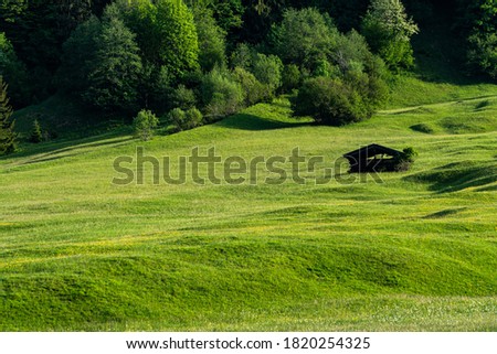 bavarian peaceful landscape panorama with mountain