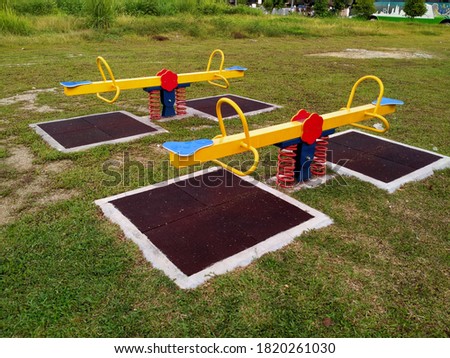 Playground without children after a rainy day