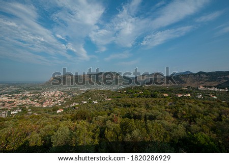 Ausoni Mountains near Terracina, Latina, Italy. Aerial shot.