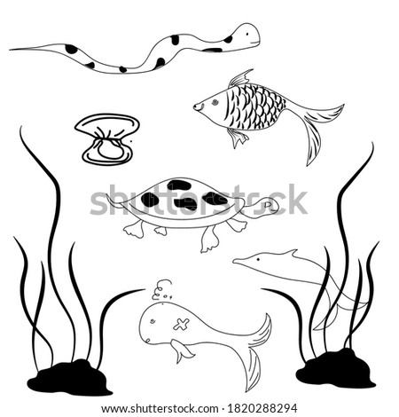 illustration vector of under sea life. eps 10