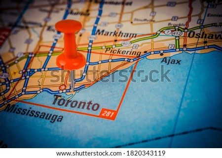 Torronto on Canada map travel background