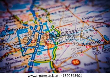 Austin on USA map travel background