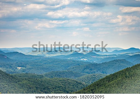 beatiful landscape of the pfälzer wald wood hills, rheinland-pfalz, germany Royalty-Free Stock Photo #1820352095
