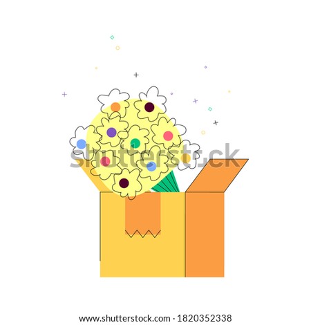 Abstract modern flowers in a box on white background vector illustration 