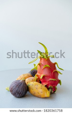 Exotic fruits on a light background